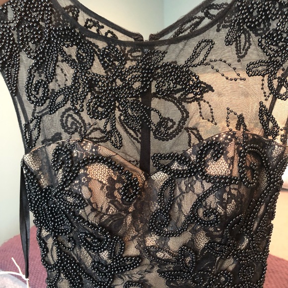 Black Lace Long Formal Gown - Picture 2 of 5